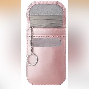 Pink Metallic Car Key Anti Theft RFID signal blocking pouch, card holder